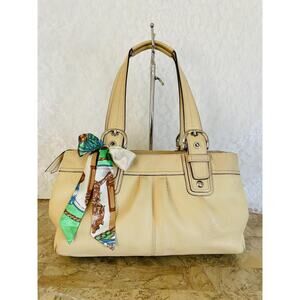 Coach Cream Shoulder Bag with Scarf Detail